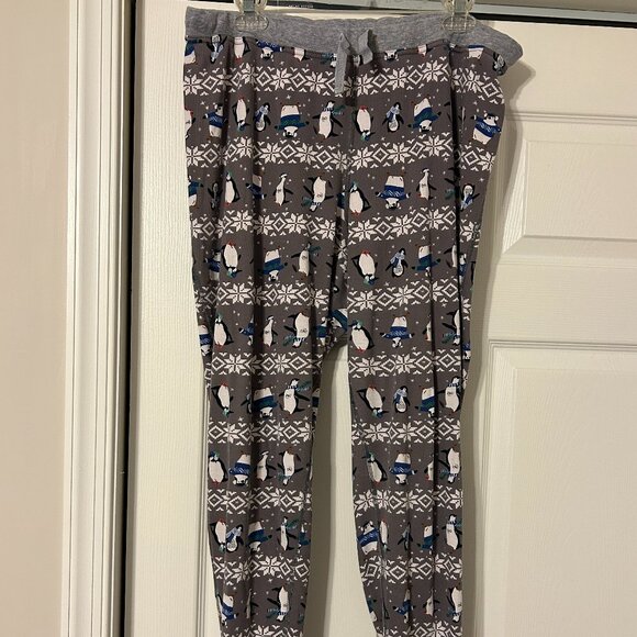 Womens HANNA ANDERSSON Sz L Gray Penguin Christmas Pajama Set - Picture 6 of 9